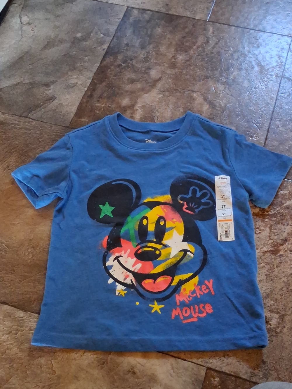 3T Disney Mickey Mouse Blue Short Sleeve Graphic Tee Jumping Beans Graffiti